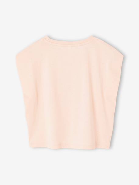 Tee-shirt fille cropped manches courtes épaulées bleu pâle+rose pâle 8 - vertbaudet enfant 