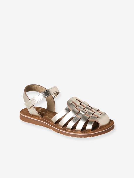 Sandales scratchées cuir enfant collection maternelle écru+or 9 - vertbaudet enfant 