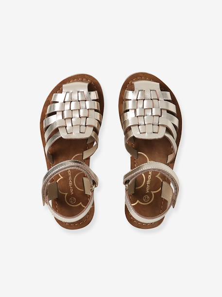 Sandales scratchées cuir enfant collection maternelle écru+or 12 - vertbaudet enfant 