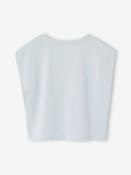 Tee-shirt fille cropped manches courtes épaulées bleu pâle+rose pâle 4 - vertbaudet enfant 