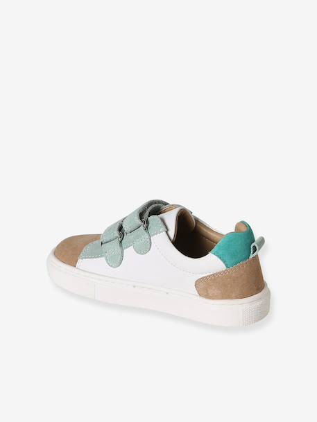Baskets enfant cuir scratchs bleu jean+lot bleu+lot vert+marine 15 - vertbaudet enfant 