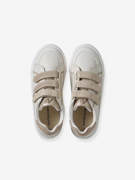 Baskets enfant fille cuir à scratchs blanc imprimé+écru+lot blanc 4 - vertbaudet enfant 