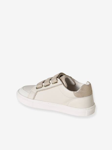 Baskets enfant fille cuir à scratchs blanc imprimé+écru+lot blanc 3 - vertbaudet enfant 