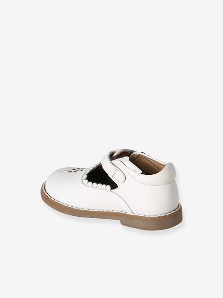Salomé bébé cuir blanc+rose poudré 3 - vertbaudet enfant 