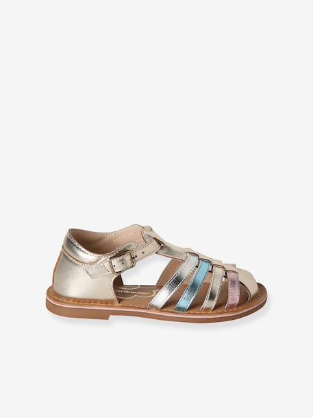 Sandales enfant cuir boucle or 2 - vertbaudet enfant 