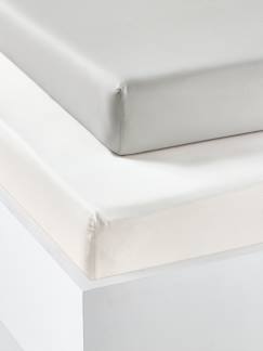 Linge de maison et décoration-Linge de lit enfant-Drap-housse-Lot de 2 draps-housses enfant en coton recyclé