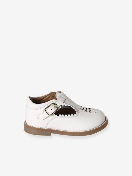 Salomé bébé cuir blanc+rose poudré 2 - vertbaudet enfant 
