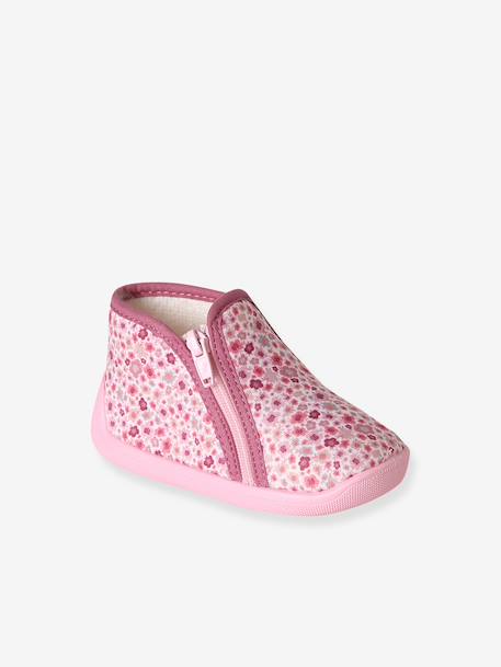 Chaussons zippés bébé fabriqués en France rose imprimé 1 - vertbaudet enfant 