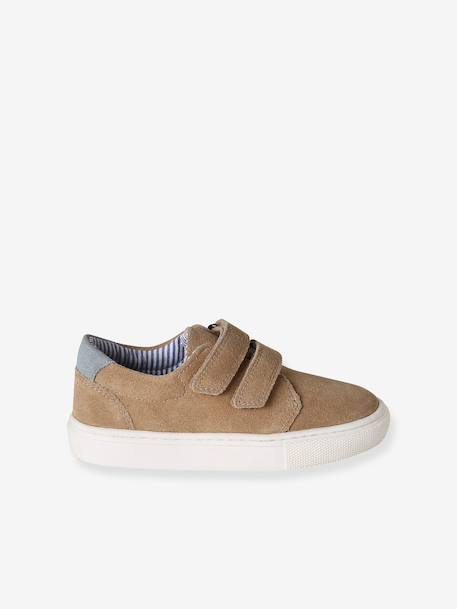 Derbies garçon cuir à scratchs beige+marine+MARRON MOYEN UNI 2 - vertbaudet enfant 