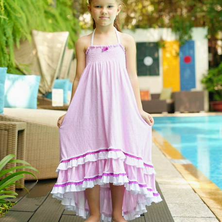 Jupe longue   en coto jersey  2-en-1  ibiza Rose violet 2 - vertbaudet enfant 