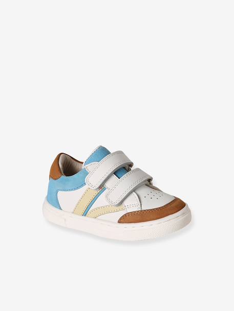 Baskets bébé cuir à scratchs lot bleu 1 - vertbaudet enfant 