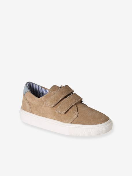 Derbies garçon cuir à scratchs beige+marine+MARRON MOYEN UNI 1 - vertbaudet enfant 