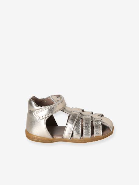 Sandales premiers pas bébé beige irisé+blanc imprimé+or 12 - vertbaudet enfant 