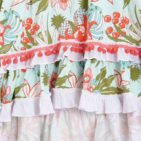 Jupe longue été  fleurie hawaï    2-en-1  ibiza Khaki orange 5 - vertbaudet enfant 