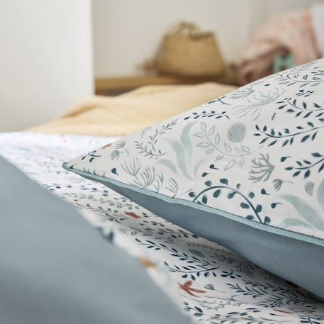 Parure de lit enfant imprimée en coton, taie carrée, sous l'océan Bleu clair 5 - vertbaudet enfant 