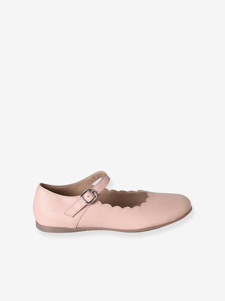 Ballerines fille cuir feston ROSE CLAIR UNI 6 - vertbaudet enfant 