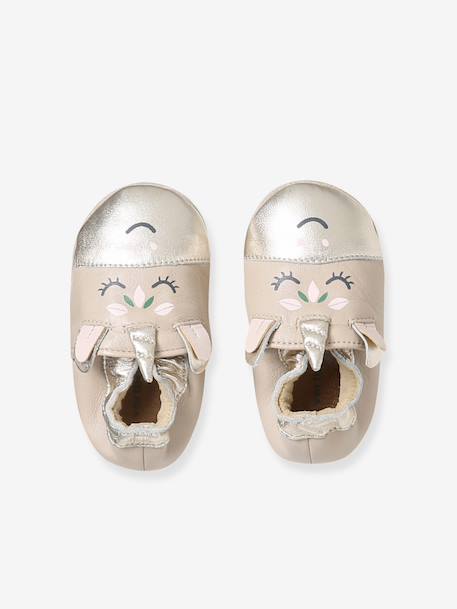 Chaussons bébé cuir elastiqués beige doré 3 - vertbaudet enfant 