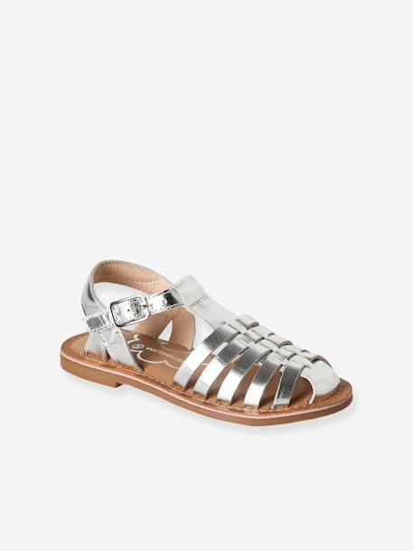 Sandales enfant cuir fisherman argent+or 1 - vertbaudet enfant 