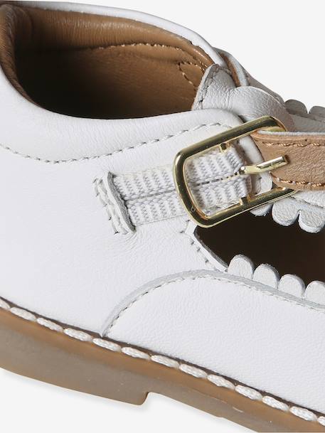 Salomé bébé cuir blanc+rose poudré 7 - vertbaudet enfant 