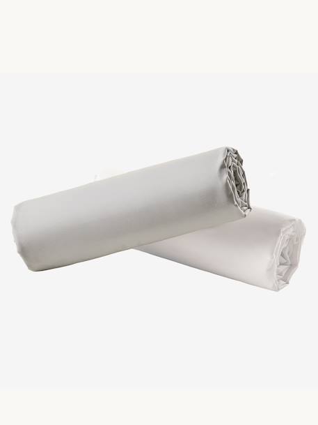 Lot de 2 draps-housses enfant en coton recyclé écru+gris perle+rose pâle+vert sauge 4 - vertbaudet enfant 