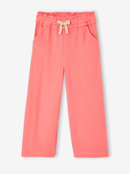 Pantalon large gaze de coton rose+vert de gris 3 - vertbaudet enfant 