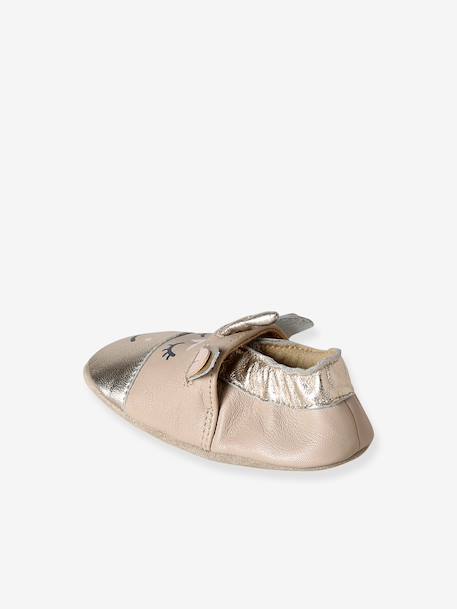 Chaussons bébé cuir elastiqués beige doré 5 - vertbaudet enfant 