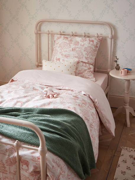 Housse de couette coton 'esprit petit jouy' Jouy bleu+Jouy rose 4 - vertbaudet enfant 