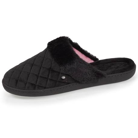 Chaussons mules en microvelours matelassé Noir 1 - vertbaudet enfant 