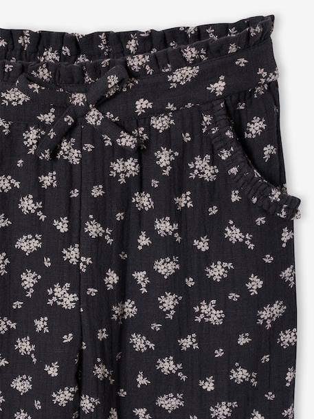 Pantacourt fille en gaze de coton anthracite+bleu+corail 3 - vertbaudet enfant 