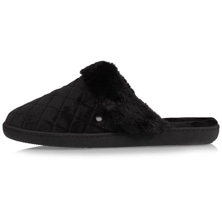Chaussons mules en microvelours matelassé Noir 3 - vertbaudet enfant 