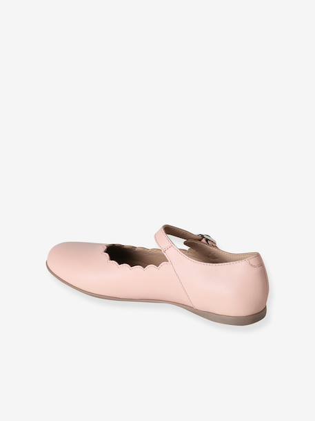 Ballerines fille cuir feston ROSE CLAIR UNI 3 - vertbaudet enfant 