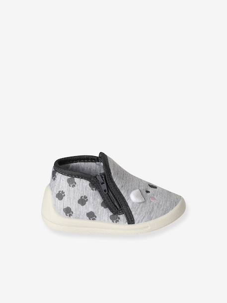 Chaussons bébé textile zippés gris imprimé 3 - vertbaudet enfant 