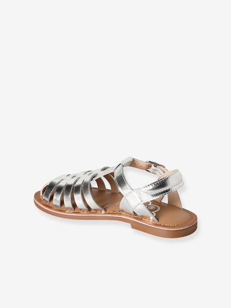 Sandales enfant cuir fisherman argent+or 3 - vertbaudet enfant 
