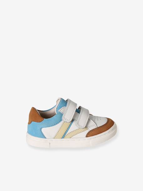 Baskets bébé cuir à scratchs lot bleu 2 - vertbaudet enfant 