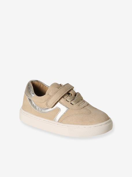Baskets cuir lacets élastiqués à scratch marron 1 - vertbaudet enfant 