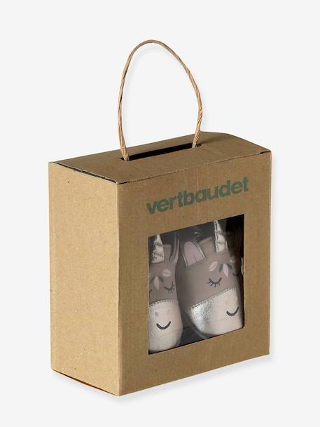 Chaussons bébé cuir elastiqués beige doré 2 - vertbaudet enfant 