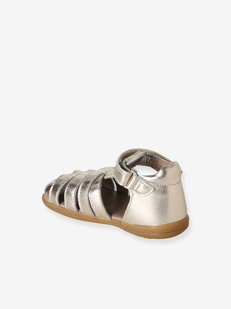 Sandales premiers pas bébé beige irisé+blanc imprimé+or 13 - vertbaudet enfant 