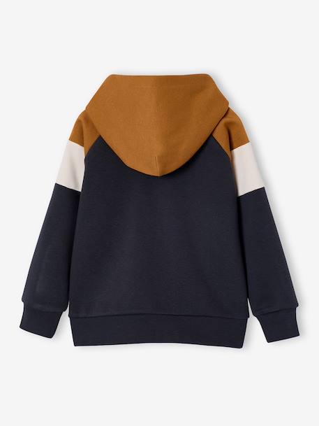 Sweat zippé garçon capuche coloblock bleu moyen+ocre+vert 6 - vertbaudet enfant 