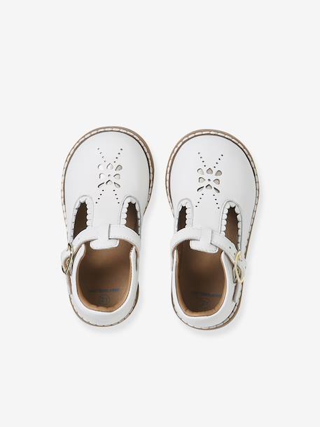 Salomé bébé cuir blanc+rose poudré 4 - vertbaudet enfant 