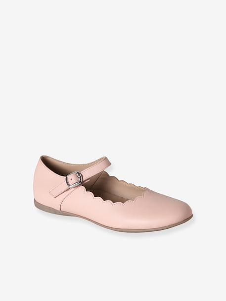 Ballerines fille cuir feston ROSE CLAIR UNI 2 - vertbaudet enfant 
