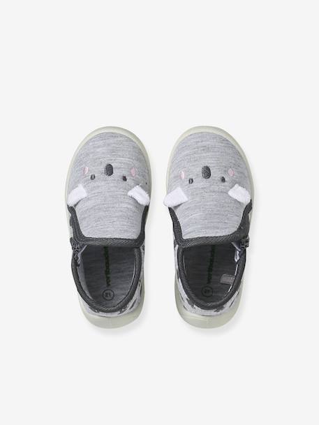 Chaussons bébé textile zippés gris imprimé 2 - vertbaudet enfant 