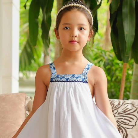 Robe demoiselle d'honneur   col liberty    emma Blanc bleu roi 6 - vertbaudet enfant 