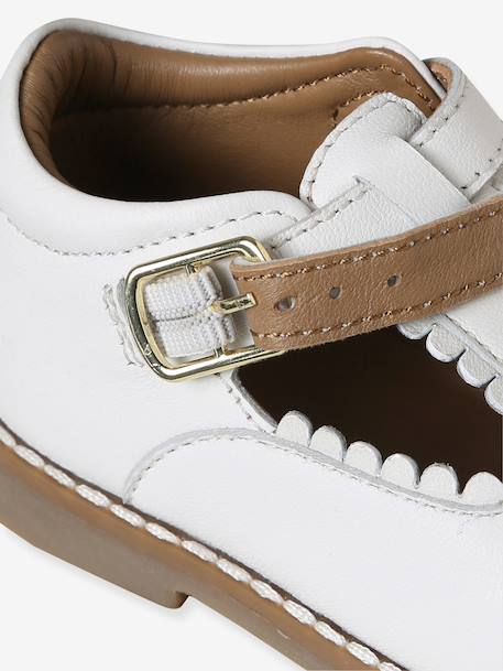 Salomé bébé cuir blanc+rose poudré 6 - vertbaudet enfant 