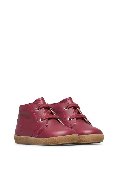 Chaussures à lacets en nappa brossé conte Berry red+Noir- 2 - vertbaudet enfant 