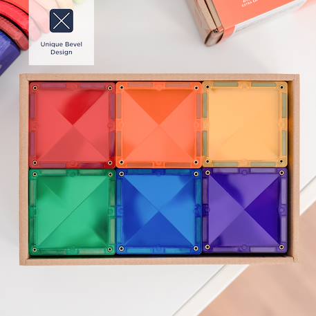 Jeu de construction magnétique arc-en-ciel paquet carré, 42 pièces Arc-en-ciel 4 - vertbaudet enfant 