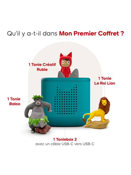 Tonies toniebox 2 pack boite à histoire pour enfant 1 à 9 ans, robuste & facile à utiliser, avec le roi lion et baloo, vert océan MULTICOLORE 2 - vertbaudet enfant 