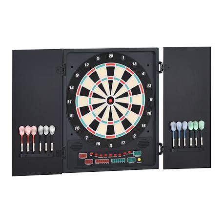 Cible jeu de fléchettes électronique refermable 27 jeux 202 variations jusqu'à 8 joueurs affichage led haut-parleur noir Noir 1 - vertbaudet enfant 