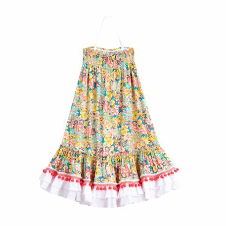 Jupe  longue fleurie   esmeralda Jaune fleuri+Orange vert 11 - vertbaudet enfant 