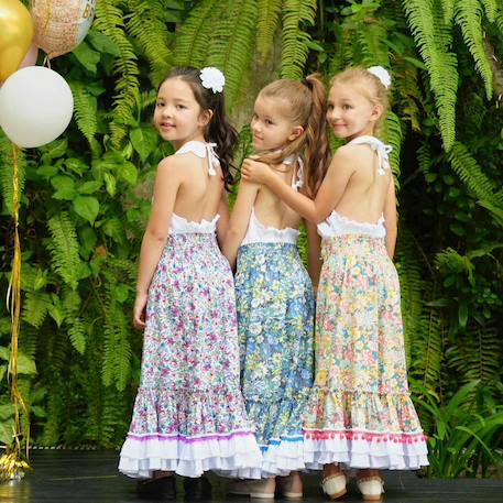 Jupe  longue fleurie   esmeralda Jaune fleuri+Orange vert 12 - vertbaudet enfant 