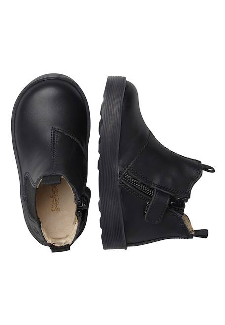 Bottines en cuir de veau lamé tarbell Noir- 4 - vertbaudet enfant 